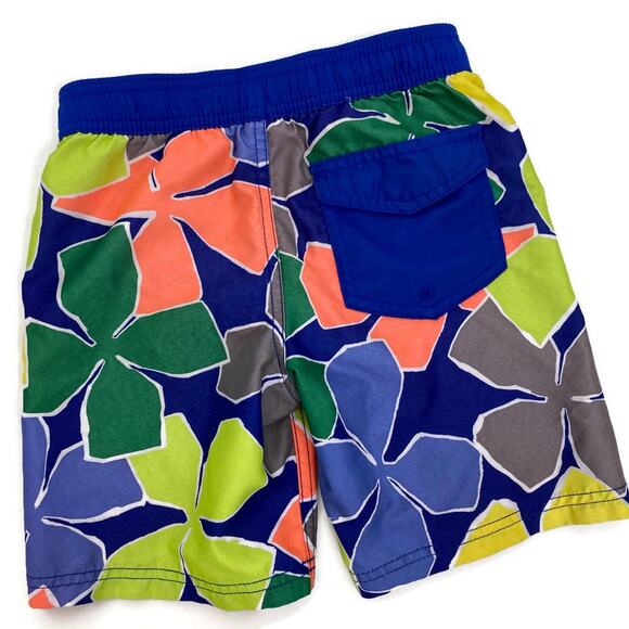 Cat & Jack Swim Trunks Blue Yellow Floral Aloha Boys Toddler Sz XS 4-5 - Picture 2 of 8